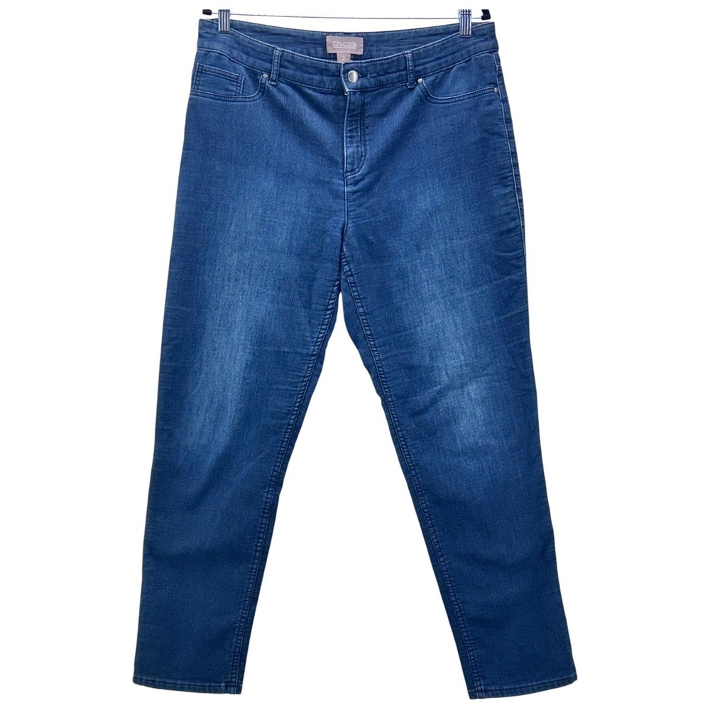 Chicos Fleece Backed‎ Jeans Blue 12 Or 2